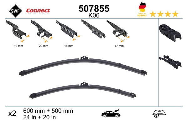 Wischblatt Scheibenwischer Connect Made In Germany Swf 507855 FüR Vw Tiguan Van-image