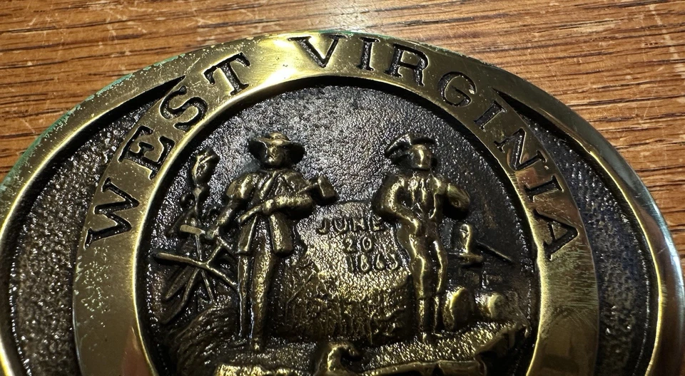 Vintage Heritage Mint Ltd West Virginia Brass Belt Buckle Original Pouch - Image 2 of 4