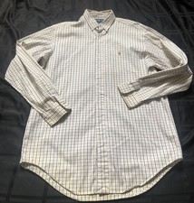 Polo Ralph Lauren Mens Large 16 34-35 Yarmouth Oxford Shirt Flesh Pony Vtg