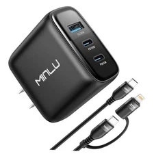 65W USB C Charger Block,  GaN 3-Port Compact Fast PPS Wall Charger with 100W 2 