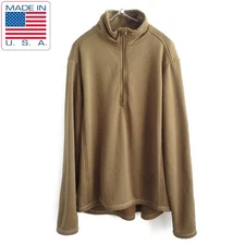 Beyond USA Military Level 2 Grid Fleece Half Zip Pullover Brown L Used