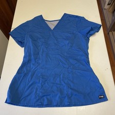 Women  s Royal Blue Greys Anatomy Scrub Top Good Condition Size Medium