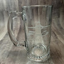 Lockheed Martin F-16 Fighting Falcon Etched Beer Mug Glass Stein 16 oz 5.5" Tall
