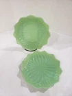 Vintage (2) Anchor Hocking Fire King Jadeite Lotus Leaf Blossom Salad Plates 8”