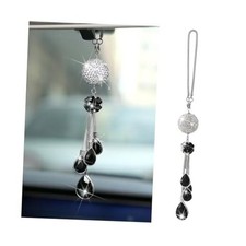 Bling Car Hanging, Crystal Rinestones Diamond Lucky Clover Auto Rear View Black