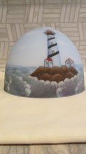 Thomas Kinkade Type Reverse Painted Glass Lighthouse Replacement Lamp Shade Only