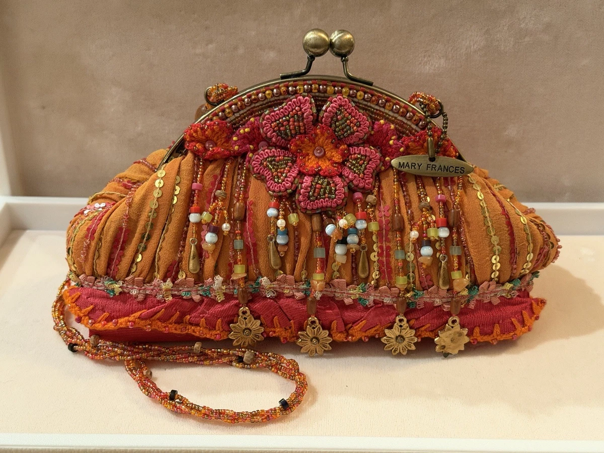 Sac à Main Satchel Femme – Perles Et Paillettes Violet – Thème Fleur Lotus – Fait Aux USA