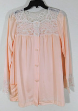 Vtg Nylon Shadowline Women  s Size 34 Bed Jacket Lace Trim 1960  s Color: Pink ish