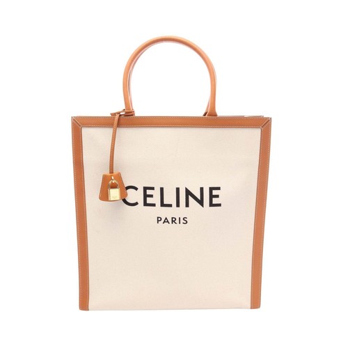 Celine Vertical Cabas Leather Tote Bag Women White One Size