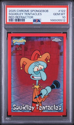 2025 Topps Chrome SpongeBob Squidley Tentacles Red # 5/5 Bookend PSA 10 POP 1