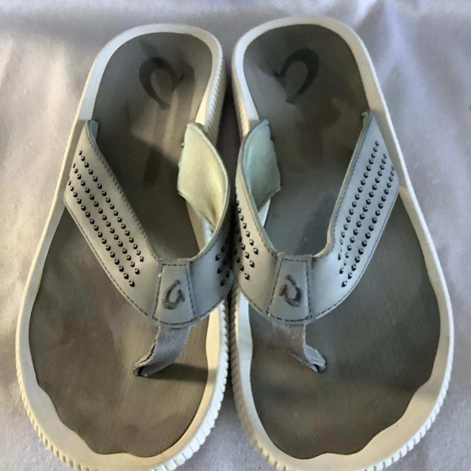 Sandálias tanga Olukai Ulele masculina 10 chinelo cinza casual conforto praia - Imagem 4 de 4