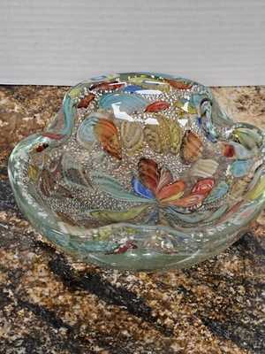 Vintage Murano Glas Schale Rest of the day AVEM Dino Martens Zanfirico bowl/Ash