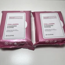 Global Beauty Care COLLAGEN Cleansing Cloth 2 packs renew tighten plump skin NEW