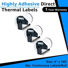 3Rolls Continuous Paper Tape DK-2243 Labels 4"x100' for Brother QL-1110NWB 1050