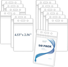50Pcs Badge Holder, Extra Thick ID Card Name Badge Holder, Vertical Name Tag Hol