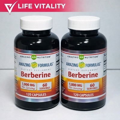 Amazing Formulas Berberine 1000mg 240 Capsules Total(2 Pack )Herbal Supplement