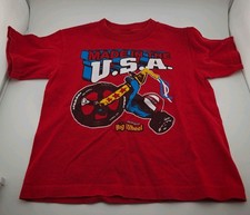 USA Big Wheels T-Shirt Boys Size 4T Red Cotton Graphic Crew Neck Short Sleeve