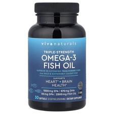 Omega-3 Fish Oil, Triple-Strength, 30 Softgels 1,250 mg per Softgel 
