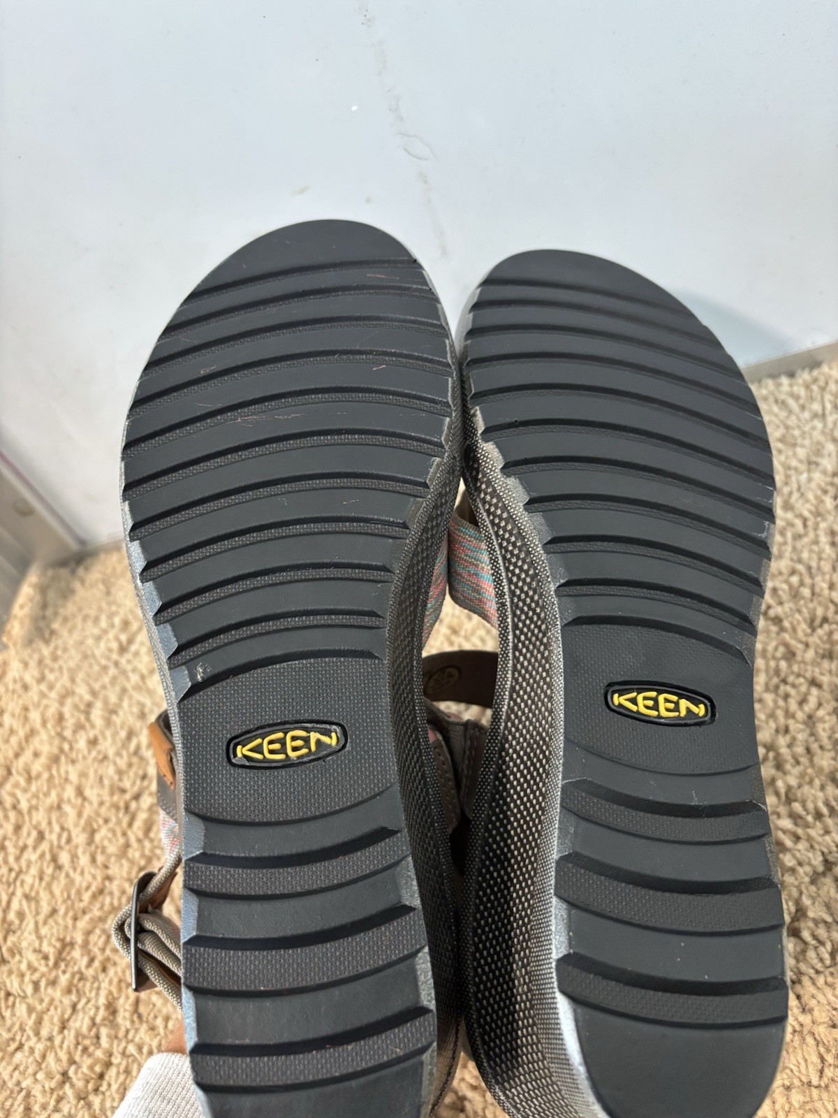 Sandali Keen donna 10 skyline slingback zeppa grigio multicolore fibbia pelle