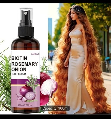 Strengthening hair serum spray with Biotin, rosemary & onion oil to reduce break