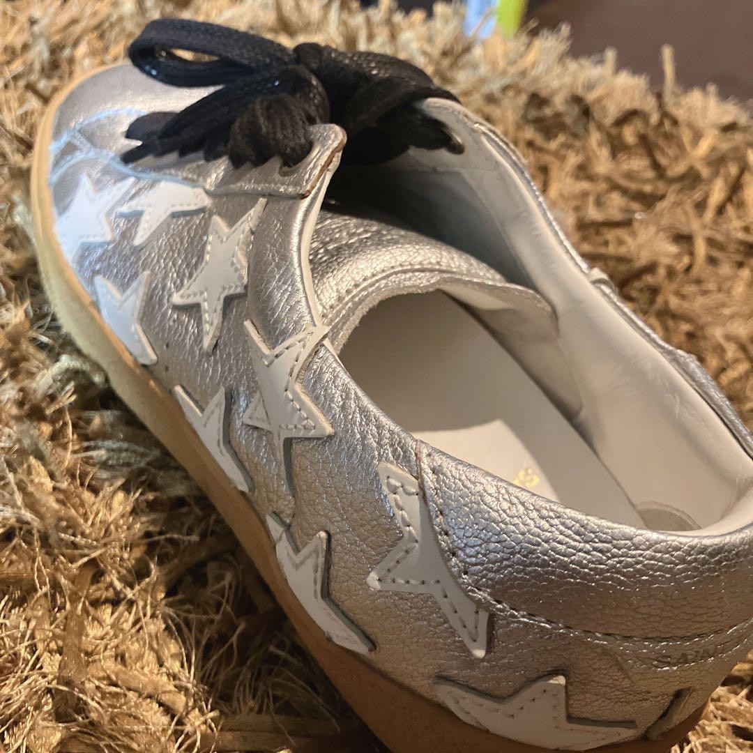 Sneakers basse YSL Saint Laurent stella bianca pelle argento donna 35 US5