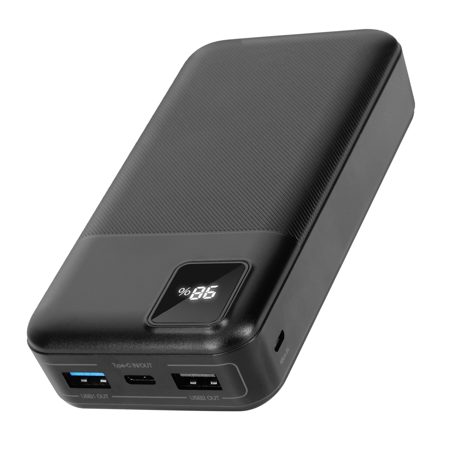 Powerbank 20000 mAh 3mk avec double USB et USB-C et écran LED noir