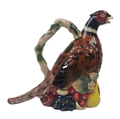 Fitz & Floyd Omnibus Pheasant Pitcher 1 Qt 1997 Ceramic Ewer Handle Chip