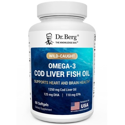 Omega-3 Cod Liver Fish Oil 60 Softgels   Wild-Caught Icelandic Cod   Omega 3 EPA