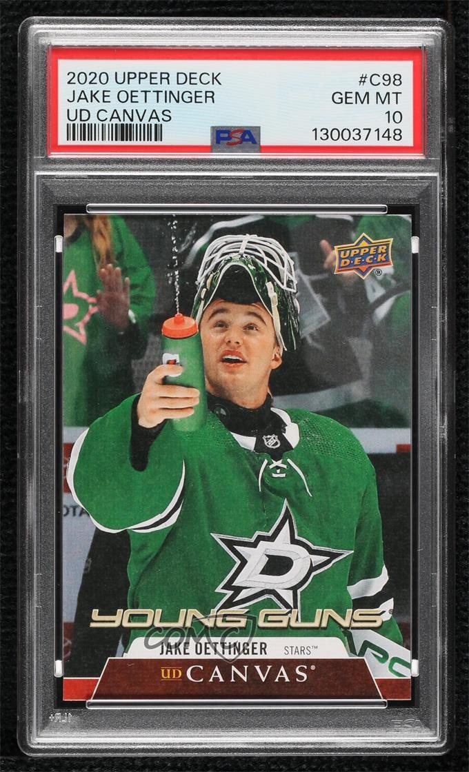 2020-21 Upper Deck UD Canvas Young Guns Jake Oettinger #C98 PSA 10 GEM MT 02hd