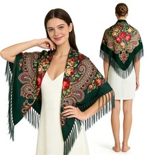 Russian Style Muffler Warm Scarf with Tassel Women's Traditional Scarf Wrap S...