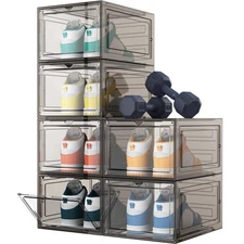 Homidec Shoe Storage, 6 Pack Shoe Organizer Hard Plastic Shoe Box, Shoe Boxes Cl