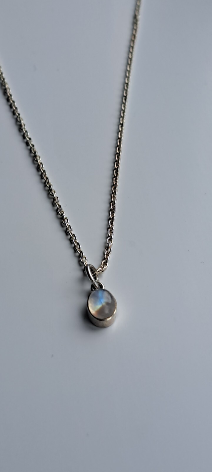 925 Solid Silver Cabochon Moonstone Necklace, 18i… - image 2