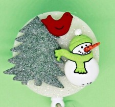 Christmas Tree Snowman Cardinal Winter Badge Reel ID Holder Nurse Teacher