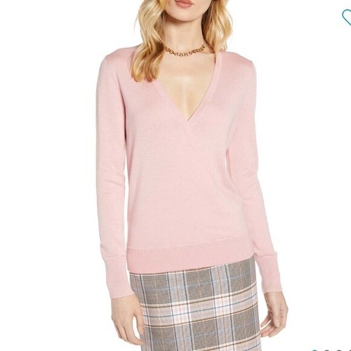 B-828 Halogen Womens Faux Wrap Sweater 