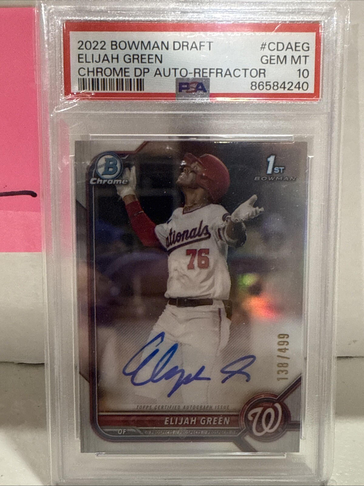 2022 Bowman Draft Elijah Green /499 Chrome Prospect Refractor Auto #CDAEG PSA 10