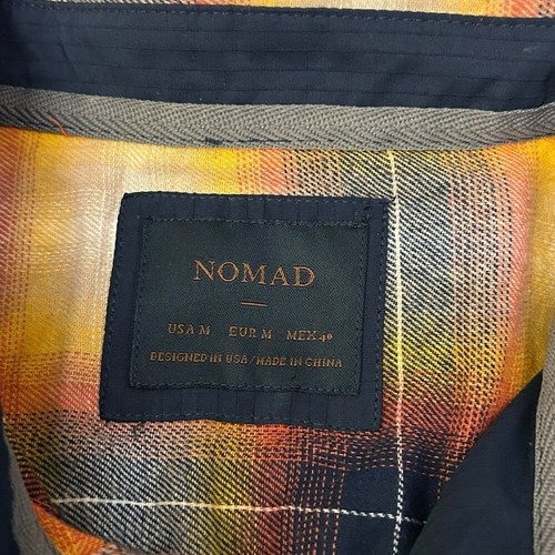 NOMAD Plaid Flannel Button Down Shirt Men's Med Orange Navy Gray - Picture 2 of 9