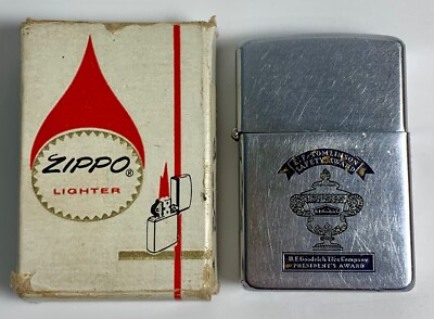 RARE Zippo 1958 BF Goodrich Tires Presidents Safety Award Lighter w/ Box (READ)