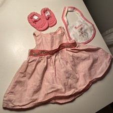 American Girl Bitty Baby Doll Starter Set 2008 Collection Dress Shoes Bib Pink