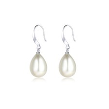 Tear Drop Pearl Earrings Drop Dangle Earrings for Women Silver Plated 3.5mm