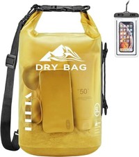 HEETA 5L Waterproof Dry Bag w/ Phone Case Lightweight for Outdoors Travel Yellow