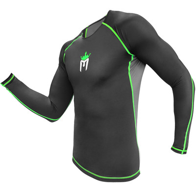 Meister Rush Rashguard à Manches Longues pour MMA, BJJ & Surf - Blanc/Rouge - Petit