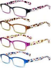 Calabria Hannah 4-PACK Reading Glasses Blue Orange,Pink,Purple Black,Brown 3.75