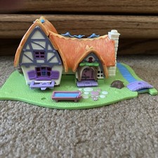 1995 Polly Pocket Disney Snow White Cottage House 7 Dwarfs Bluebird TESTED WORKS