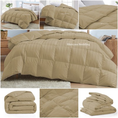 Fancy Premium Soft Stripes Taupe Comforter Goose Down Alternative Queen Size