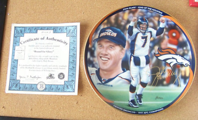 John Elway Denver Broncos Bound for Glory porcelain plate NFL facsimile signed