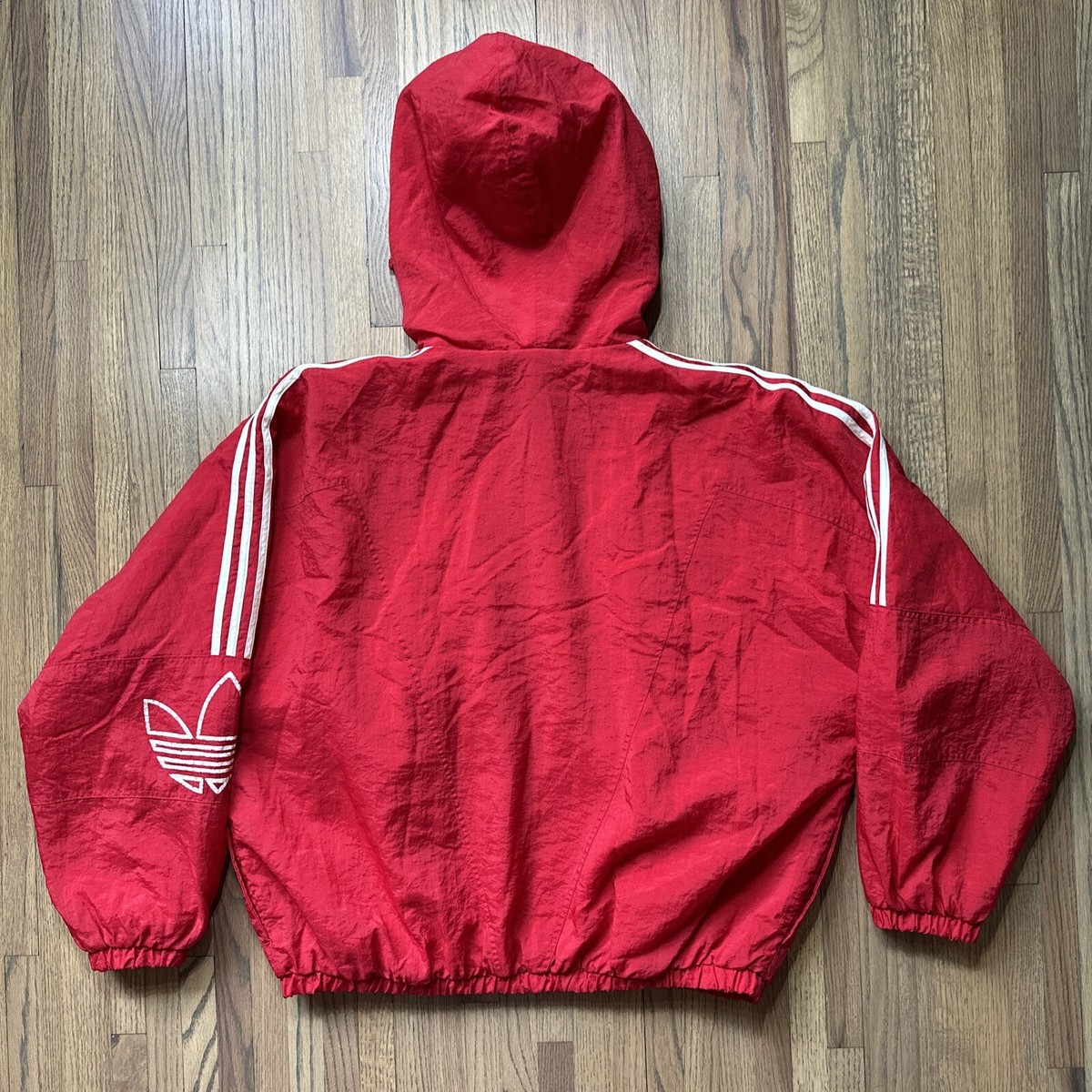 Vintage Adidas Red Puffer Big Logo Full Zip Hooded Jacket Vintage Adidas Red Puffer Big Logo Full Zip Hooded Jacket