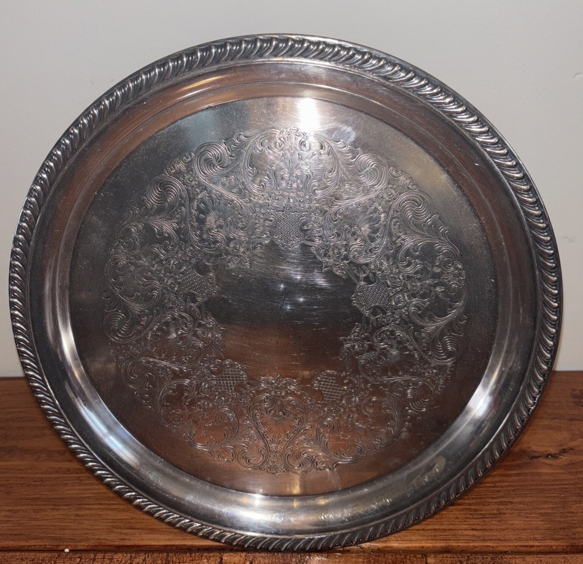 ヴィンテージ　シルバートレイ　WM ROGERS＆SON　38cm Wm Rogers 161 Silverplate Round Tray | eBay