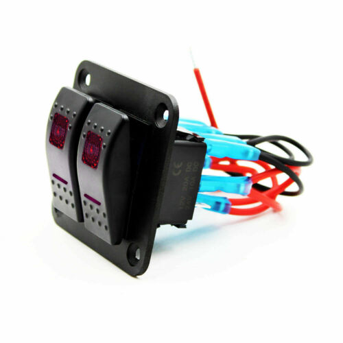 Red LED 2 Gang ON-OFF Toggle Switch Panel 2 USB 12V Car Boat Marine RV Truck - Picture 3 of 11