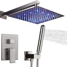 LED Shower System, Bathroom Rainfall Shower Faucet Fixture Set with Shower Head