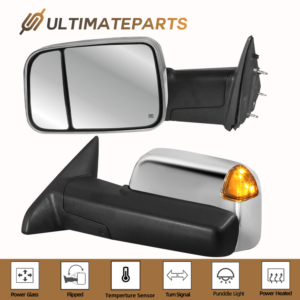Driver Side Power Heated Tow Mirror For 2010-2018 Dodge Ram 1500, 2500, 3500